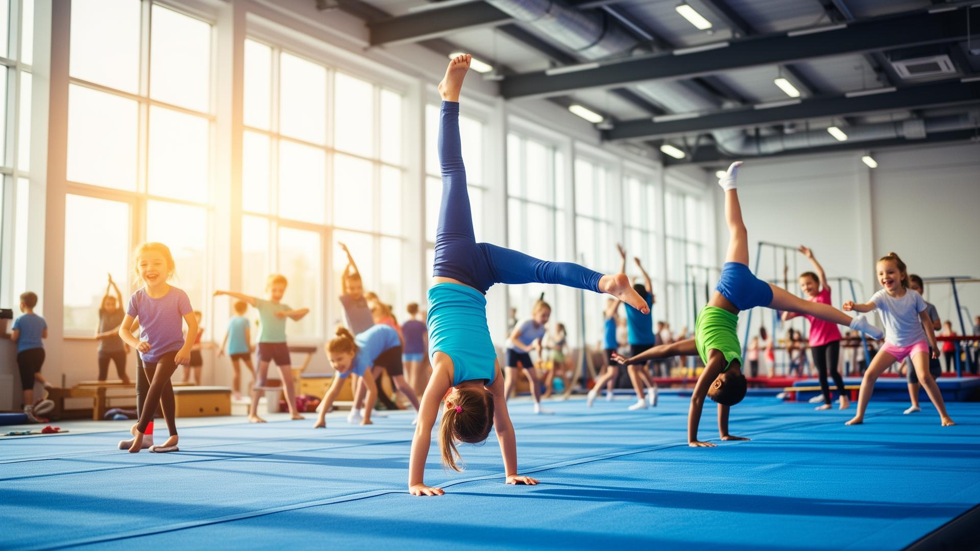 Kids practicing gymnastics
